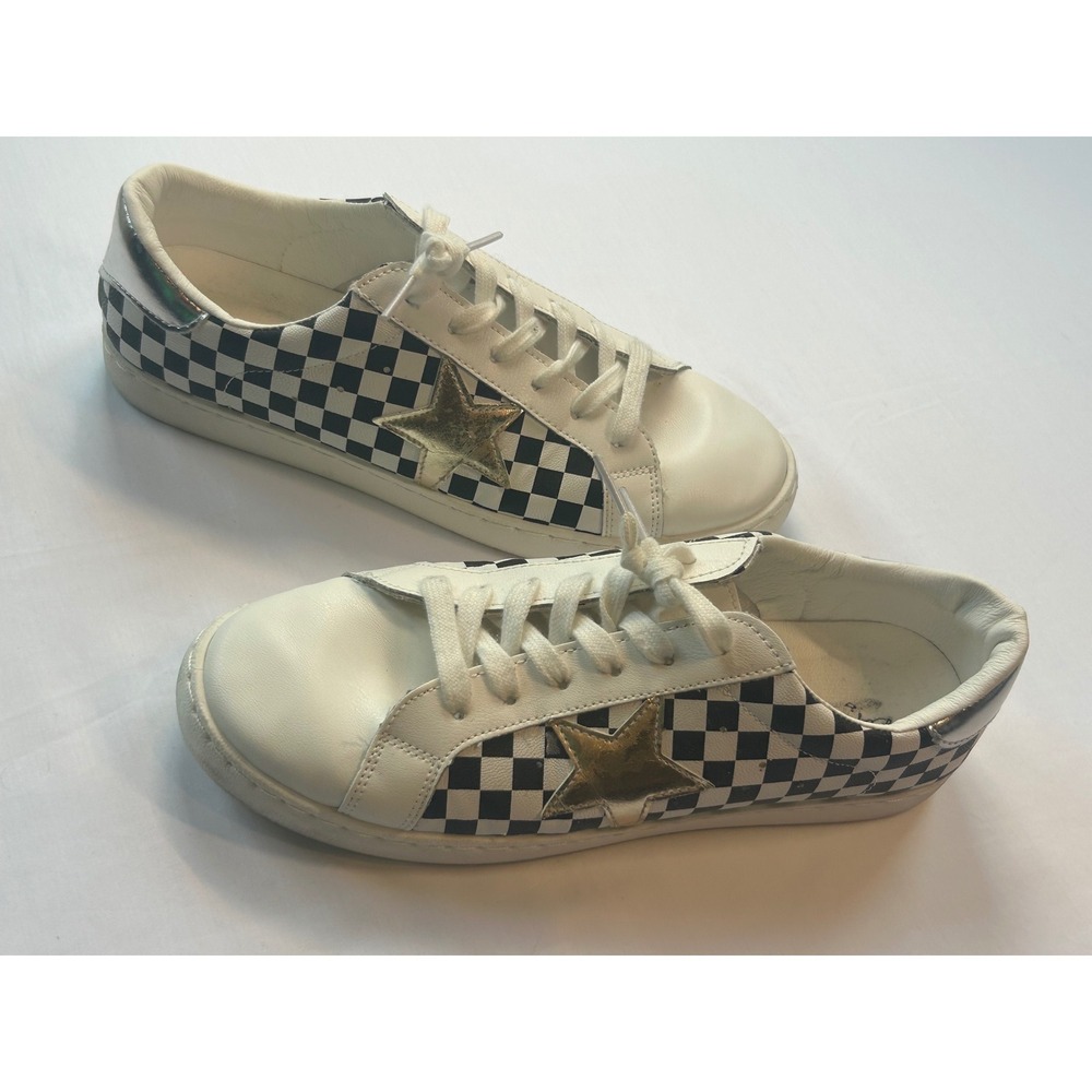 Vintage Havana Bianca Sneakers Women Size 9 White Black Checkered Star BIANCA